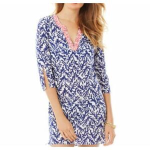 Lilly Pulitzer Blue and White V-Neck Sundress
